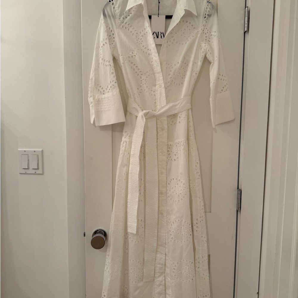 Zara eyelet drop waist Shirt Dress